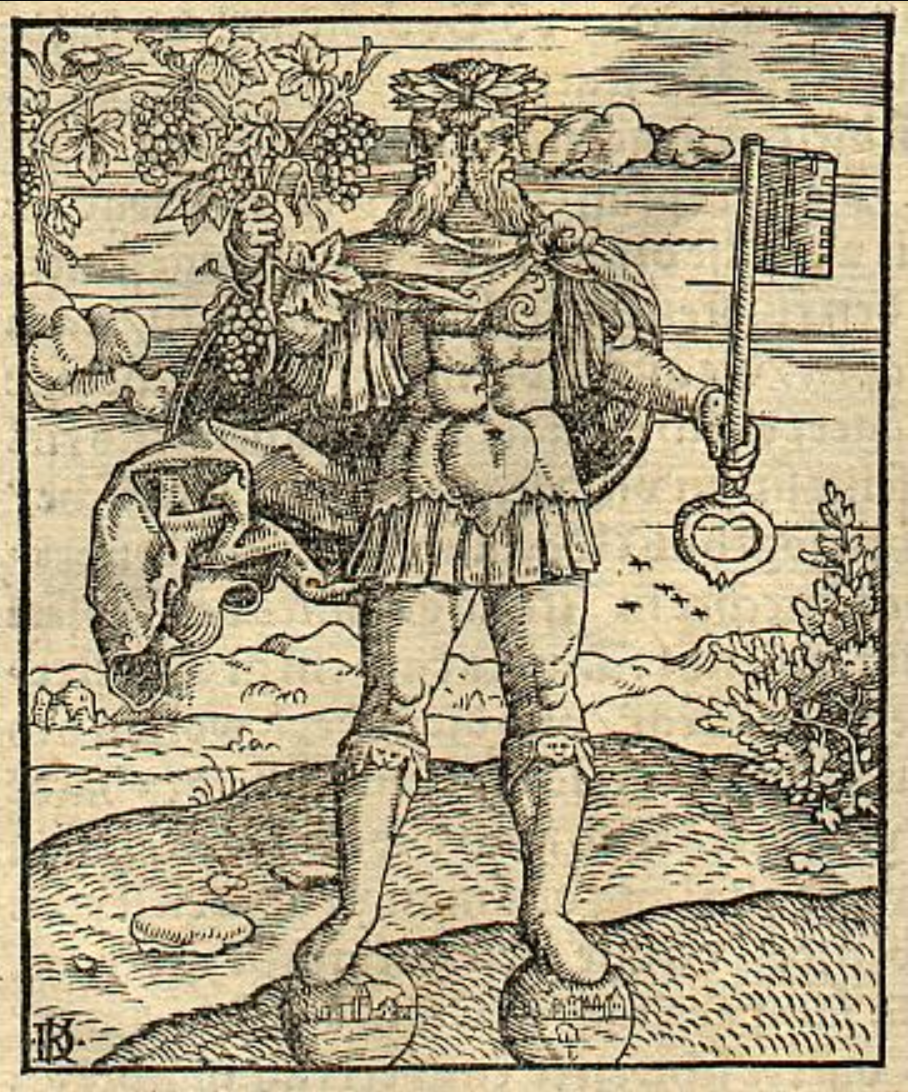 A picture of a Roman God Janus, a uniquely Roman God, depicted with two heads